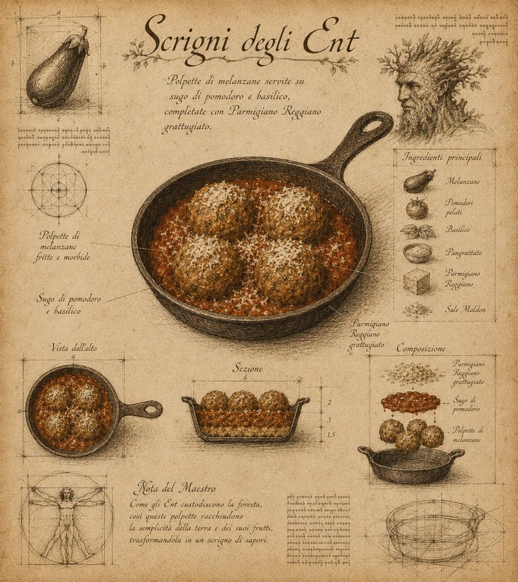 Scrigni degli Ent: polpette di melanzane al sugo con Parmigiano Reggiano